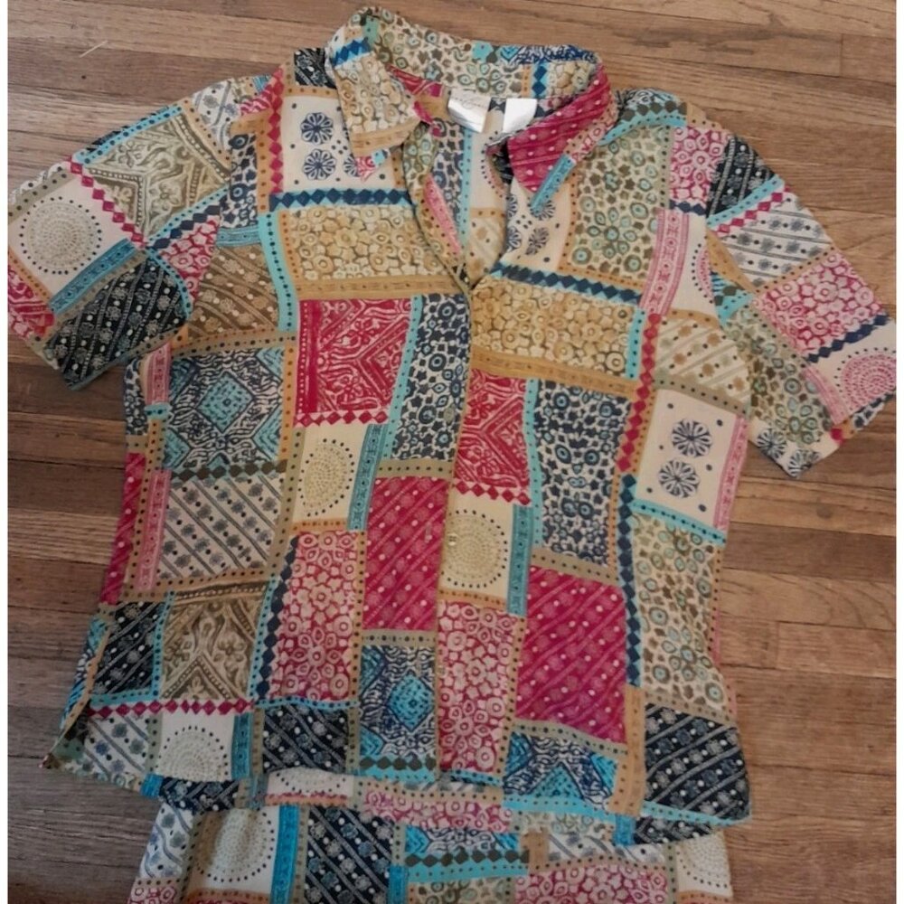 Emma James Womens Two-Piece Boho Patchwork Print … - image 2